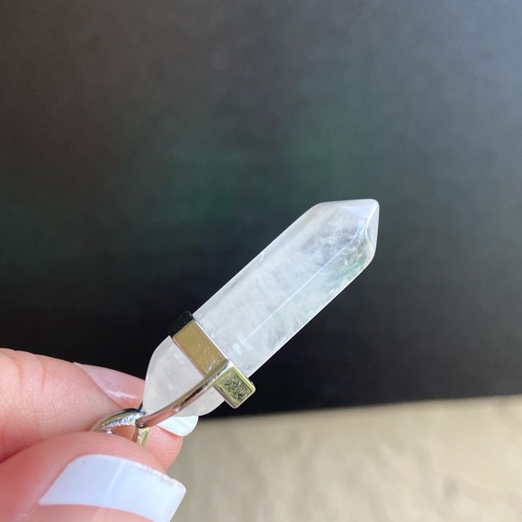 Handmade maille choker & Clear crystal quartz bullet charm boho necklace - Picture 4 of 15